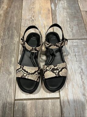 a new day Black and Beige Snake-Print Ankle-Strap Sandals